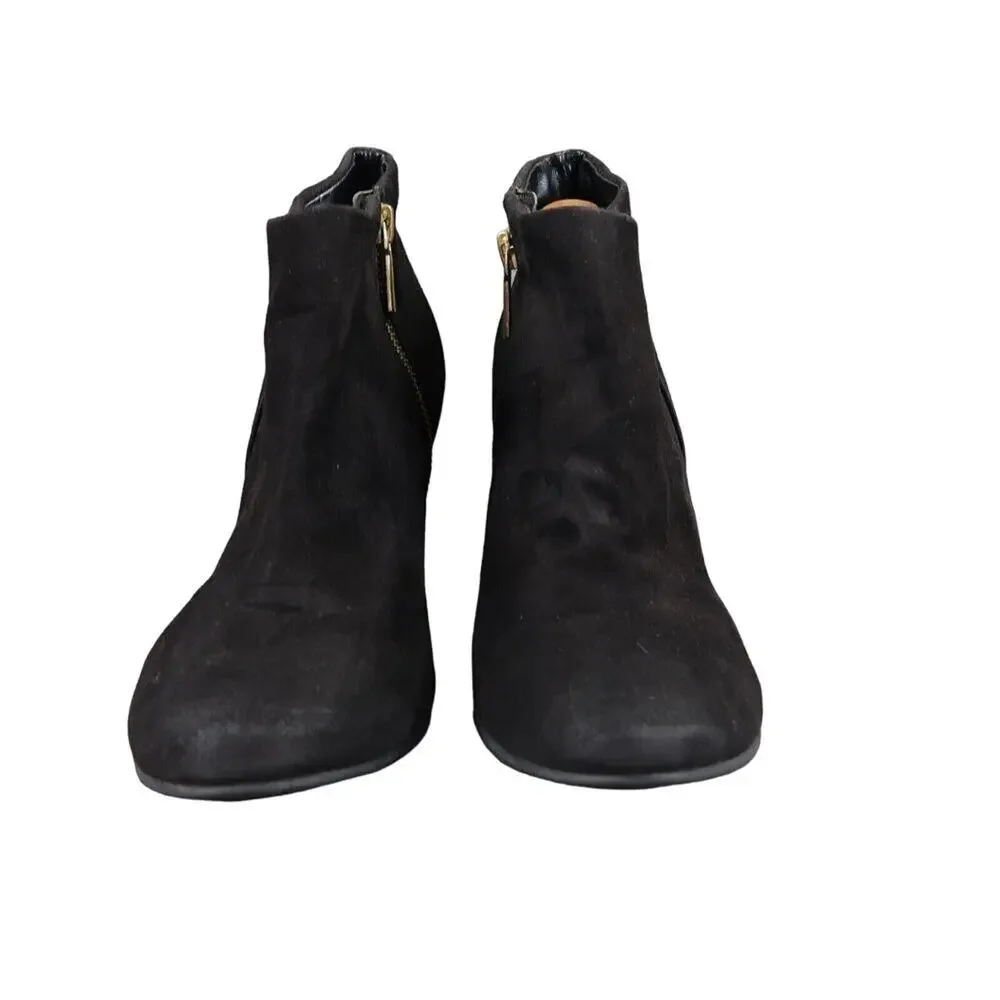 Abound Shoes Womens 7.5 Booties Fashion Classic Black Block Heel Ankle Boot Zip